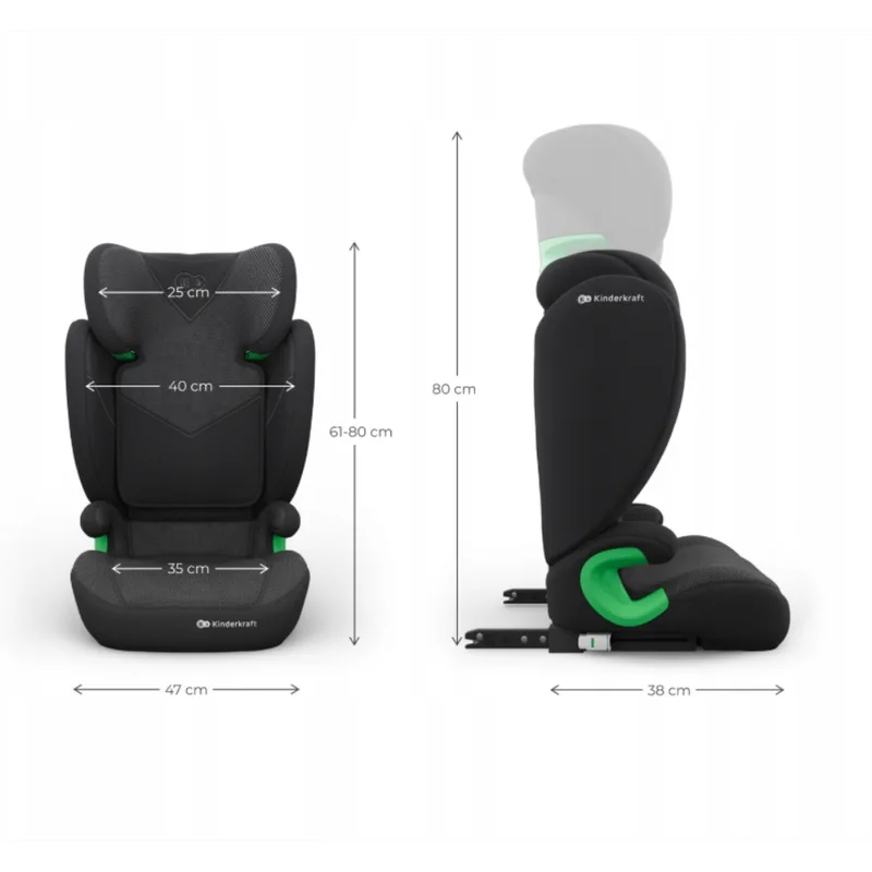 JUNIOR FIX 2 PLUS - Autostoel - 100-150 cm - Verstelbaar - ISOFIX von Kinderkraft in Schwarz – Produktfoto 2 von 4