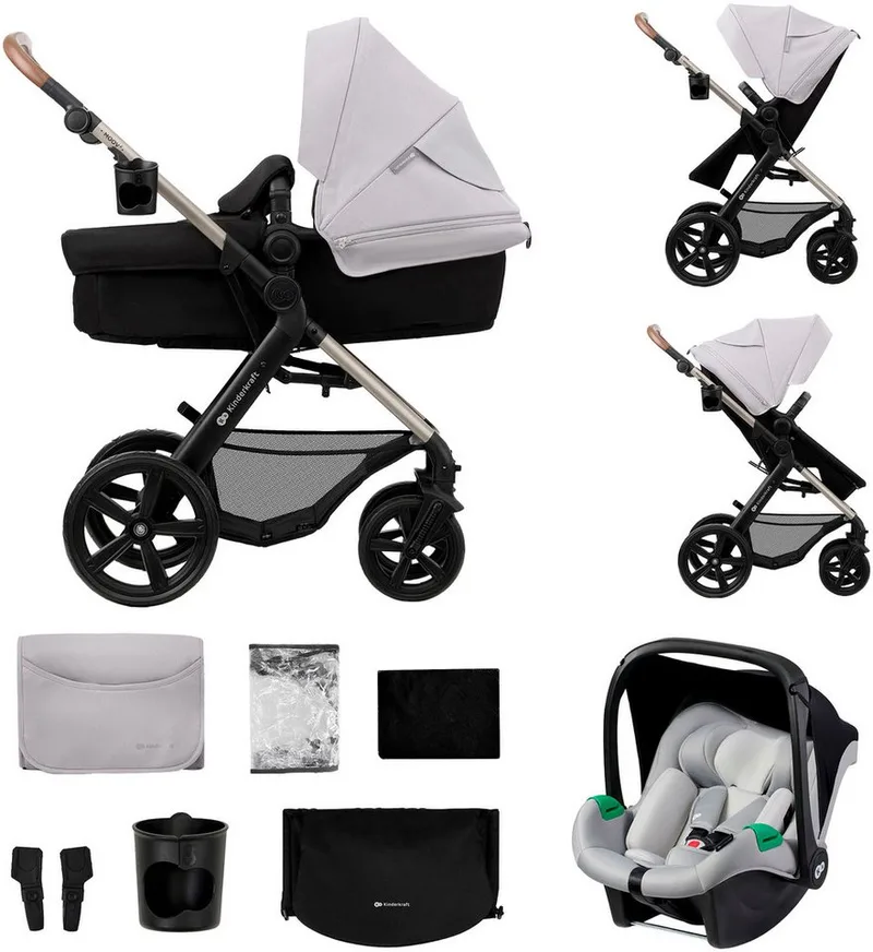 Kombi-Kinderwagen MOOV 2 3IN1, mit EVA-Rädern van Kinderkraft in Grau – productfoto