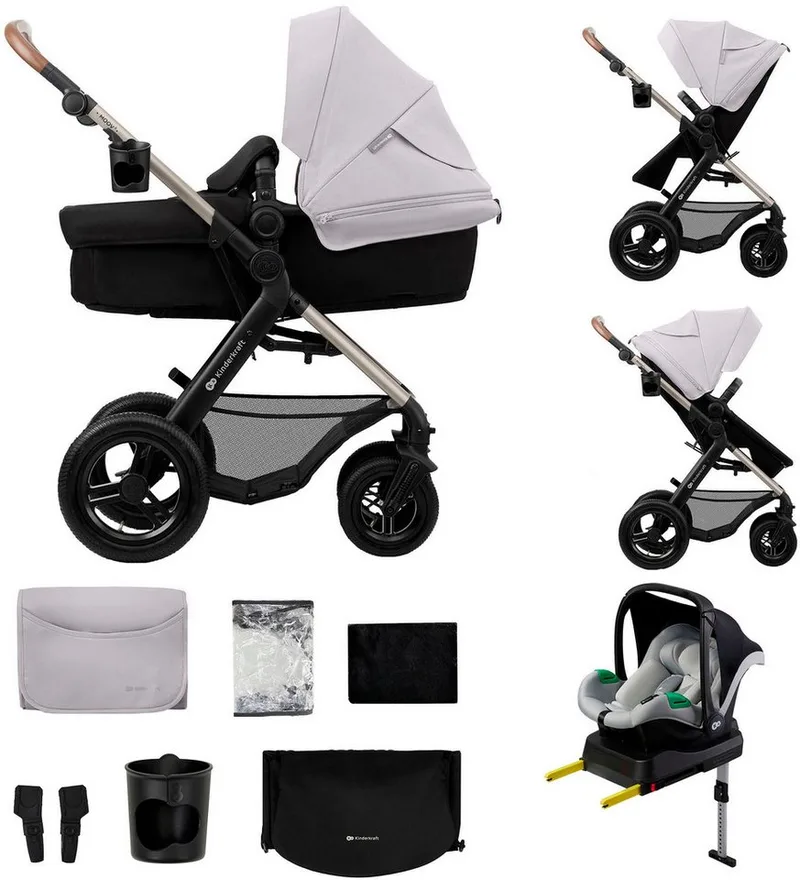 Kombi-Kinderwagen MOOV 2 4in1 AIR, (Set), mit Luftreifen van Kinderkraft in Grau – productfoto