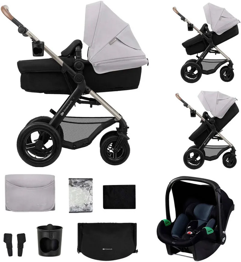 Kombi-Kinderwagen MOOV 2 Air 3IN1, (Set), mit Luftreifen van Kinderkraft in Grau – productfoto