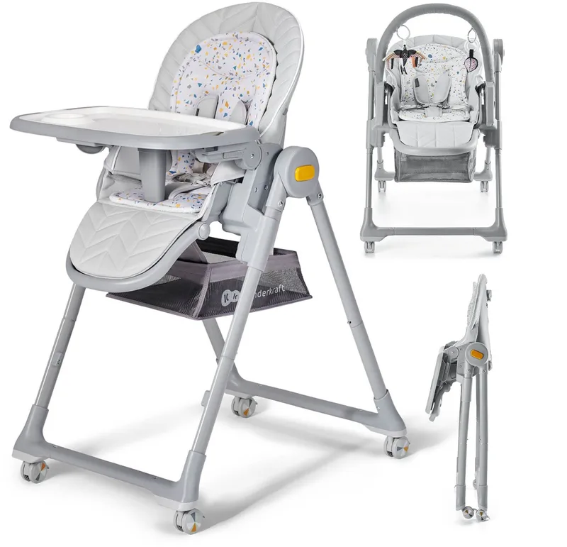 LASTREE 2-in-1 Wip- en Kinderstoel - Voor Baby’s tot 15 kg - Verstelbare Rugleuning, Voetsteun en Hoogte, Inclusief Speeltjes de Kinderkraft en Grijs – photo produit