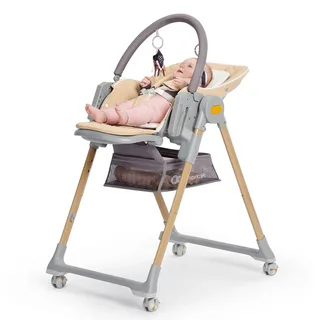LASTREE – 2-in-1 Wipstoel en Kinderstoel – 5 Hoogte-instellingen – Inclusief Speeltjes – Makkelijk te Reinigen – Tot 15 kg von Kinderkraft in Beige – Produktfoto 2 von 3