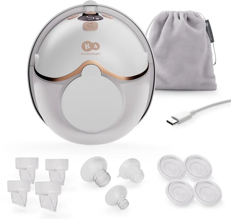 MAMAFLOW Hands-Free Borstkolf – Elektrische - Draadloos & Zeer Stil – Licht – 160 ml Reservoir – 4 Borstschilden (17–24 mm) by Kinderkraft in Goud – product photo