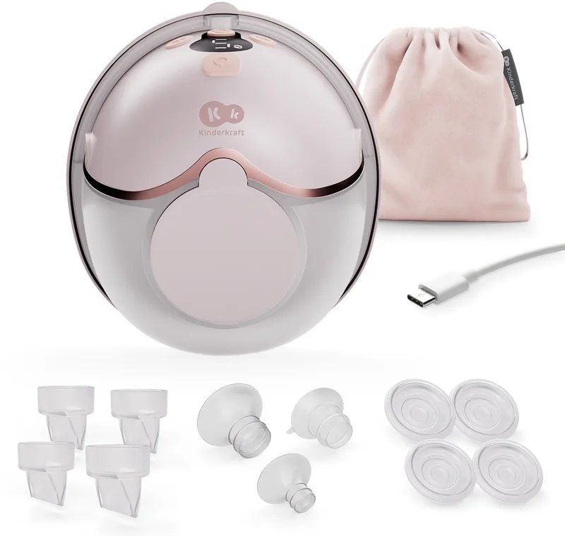 MAMAFLOW Hands-Free Borstkolf – Elektrische - Draadloos & Zeer Stil – Licht – 160 ml Reservoir – 4 Borstschilden (17–24 mm) van Kinderkraft in Roze – productfoto