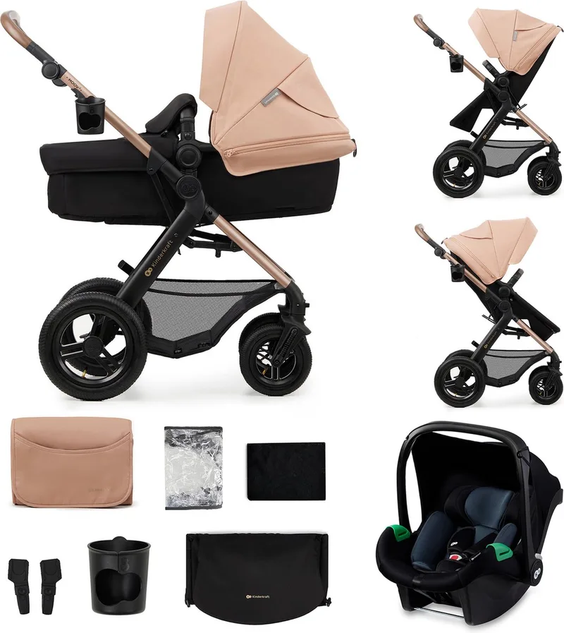 MOOV 2 AIR - Kinderwagen - 3-in-1 - Travel System - 2-in-1 Zitting de Kinderkraft en Beige – photo produit