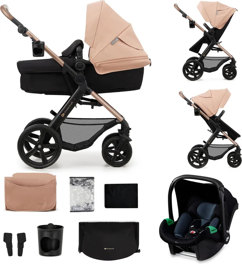 MOOV 2 - Kinderwagen - 3-in-1 - 2-in-1 Zitting - Travel System de Kinderkraft en Beige – photo produit