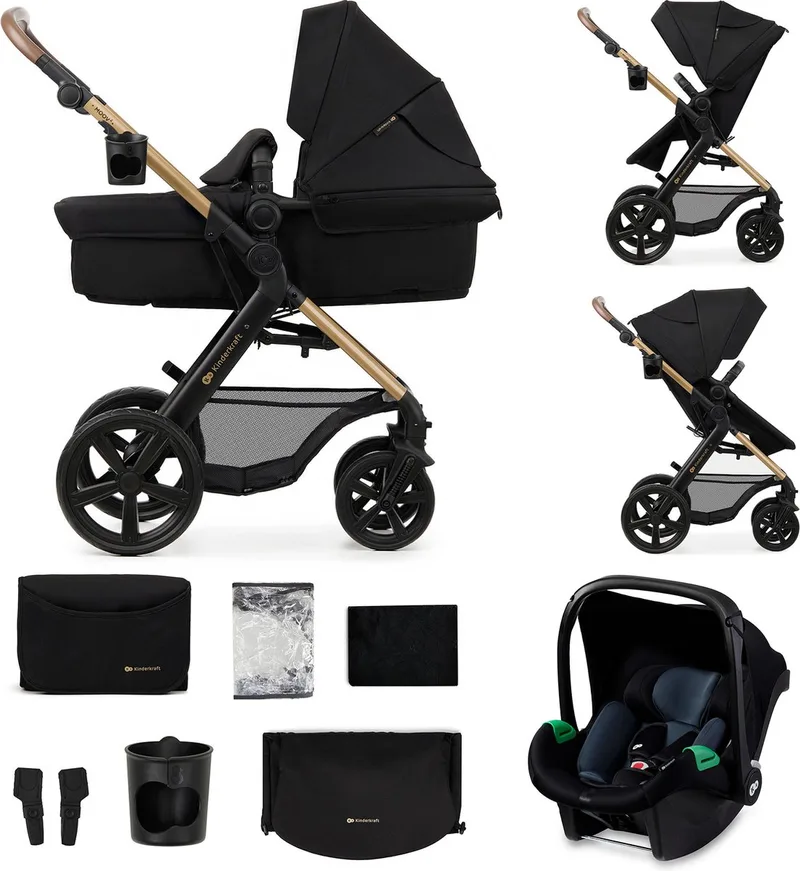 MOOV 2 - Kinderwagen - 3-in-1 - Met Autostoeltje MINK PRO i-Size van Kinderkraft in Zwart – productfoto