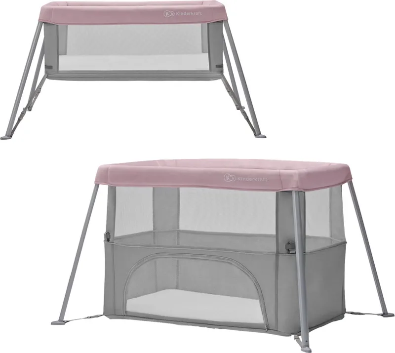 MOVI - Reisbedje - ingeklapt - box - kinderbed de Kinderkraft en Roze – photo produit