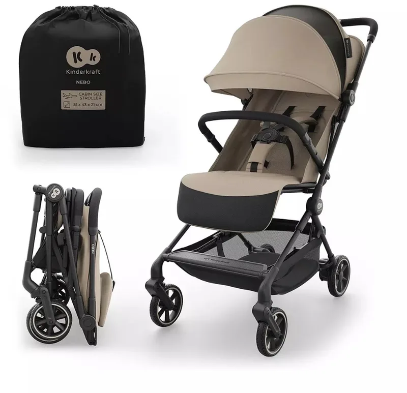 NEBO - Buggy - Verstelbare Rugleuning - Handbagageformaat van Kinderkraft in Beige – productfoto