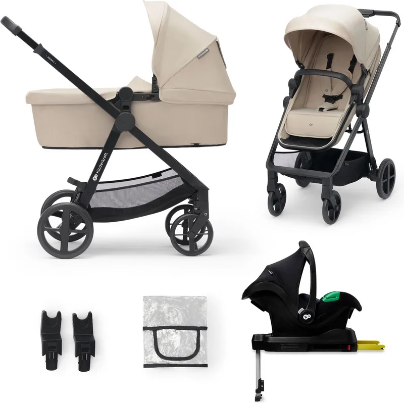 NEWLY - Kinderwagenset 4in1 - Autostoel I-size met basis de Kinderkraft en Beige – photo produit