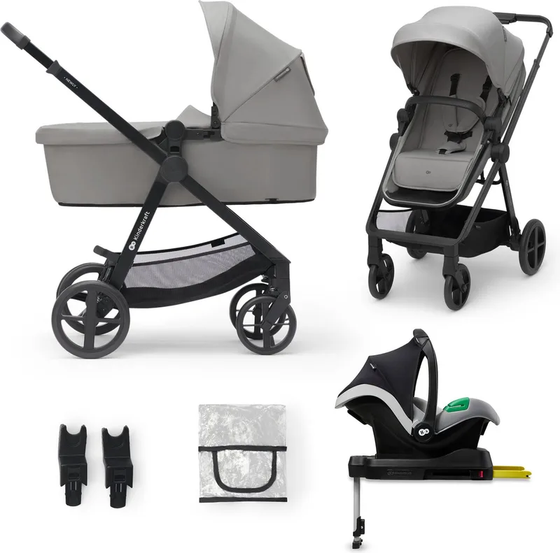 NEWLY - Kinderwagenset 4in1 - Autostoel I-size met basis de Kinderkraft en Grijs – photo produit