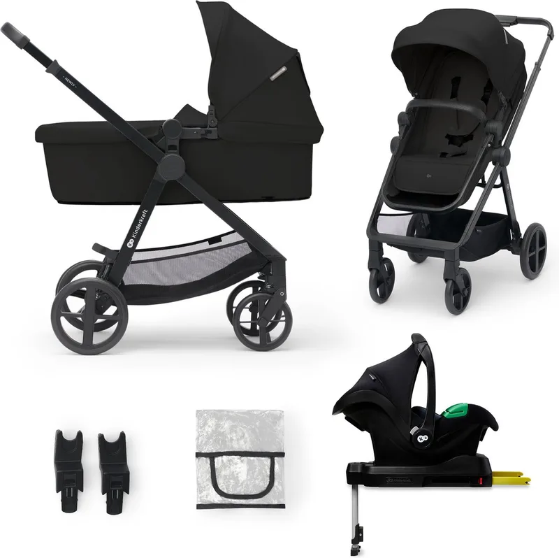 NEWLY - Kinderwagenset 4in1 - Autostoel I-size met basis by Kinderkraft in Zwart – product photo