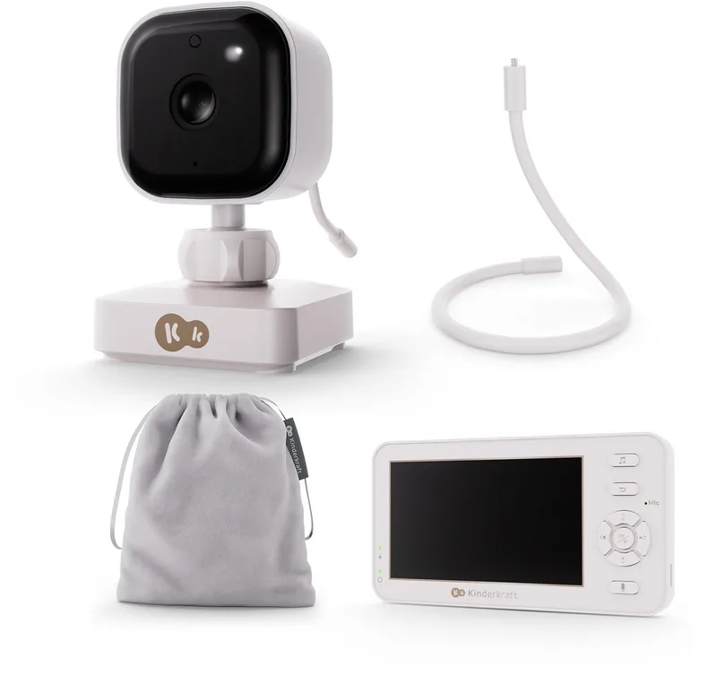 NITEEYE TRAVEL Babyfoon - Draadloos Baby Monitor - camera 360° draaibare - Nachtzicht - Temperatuursensor - Slaapliedjes by Kinderkraft in Wit – product photo