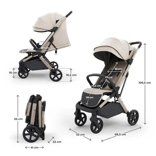 NUBI 3 Buggy – Lichtgewicht & Automatisch Inklapbaar – Tot 27 kg – Verstelbare Rugleuning von Kinderkraft in Beige – Produktfoto 3 von 3