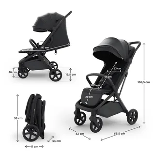 NUBI 3 Buggy – Lichtgewicht & Automatisch Inklapbaar – Tot 27 kg – Verstelbare Rugleuning by Kinderkraft in Black – product photo 2 of 3