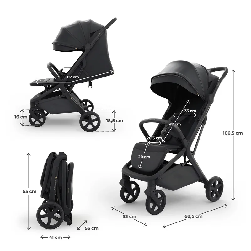 NUBI 3 Buggy – Lichtgewicht & Automatisch Inklapbaar – Tot 27 kg – Verstelbare Rugleuning by Kinderkraft in Black – product photo 2 of 3