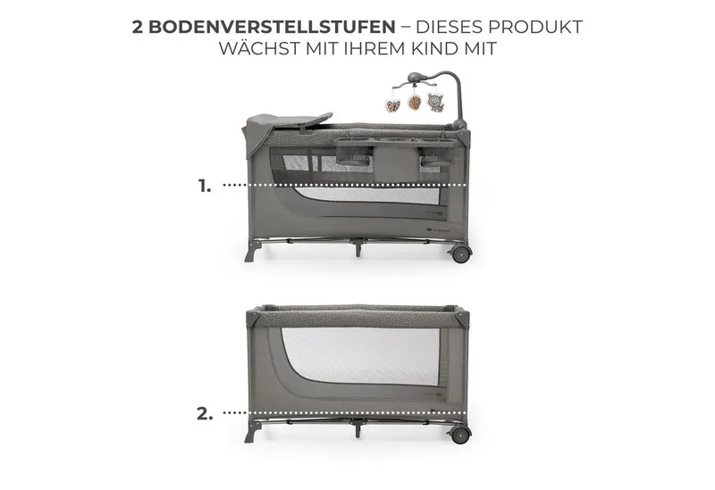 Reisebett JOY 2 3in1 by Kinderkraft in Grey – product photo 4 of 5