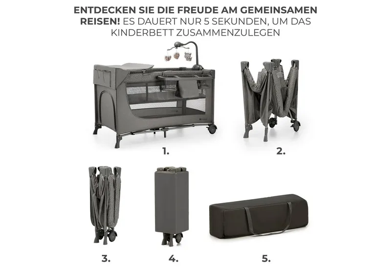 Reisebett JOY 2 3in1 by Kinderkraft in Grey – product photo 3 of 5