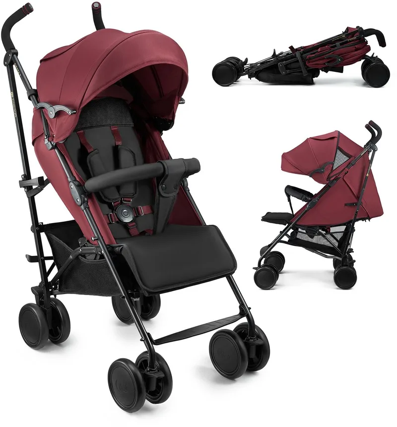 SIESTA 2 – Buggy – Inklapbare paraplubuggy voor de stad – Peekaboo mesh kap, 5-puntsgordel, 7,9 kg lichtgewicht by Kinderkraft in Rood – product photo