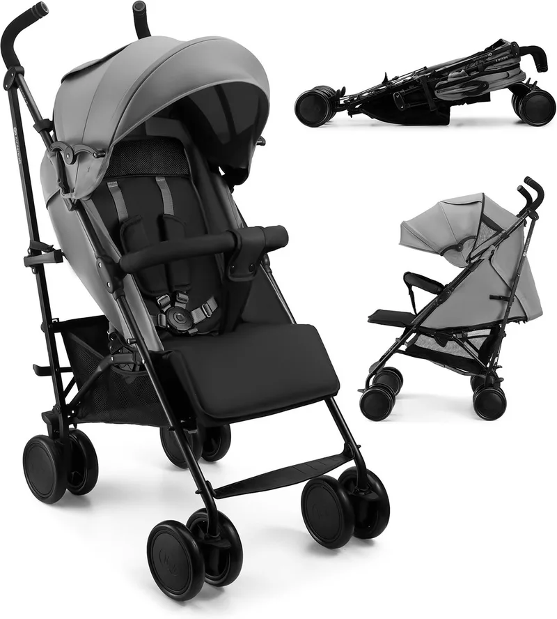 SIESTA 2 – Buggy – Lichtgewicht 7,9 kg & tot 22 kg – Paraplu-inklapbaar, verstelbaar + mesh ventilatie in kap de Kinderkraft en Grijs – photo produit