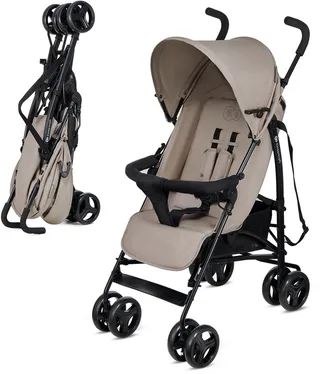TIK Kinderwagen – Lichtgewicht 6,5 kg – Verstelbare Rugleuning & Duwbeugel – Zwenkwielen – Snel Opvouwbaar von Kinderkraft in Beige – Produktfoto 1 von 4