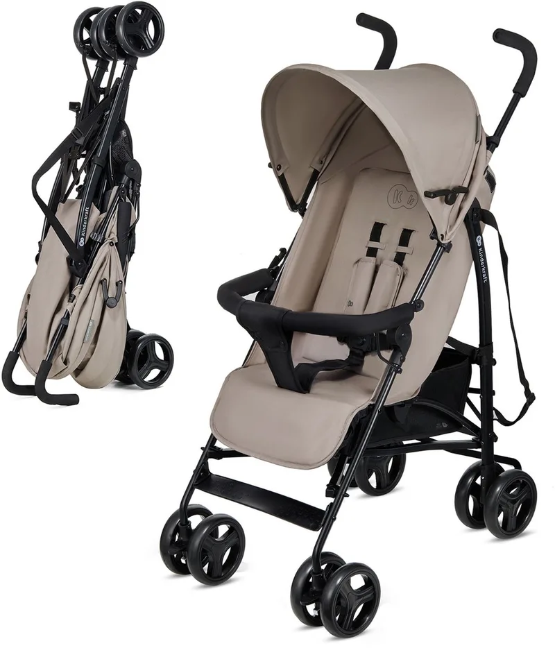 TIK Kinderwagen – Lichtgewicht 6,5 kg – Verstelbare Rugleuning & Duwbeugel – Zwenkwielen – Snel Opvouwbaar de Kinderkraft en Beige – photo produit