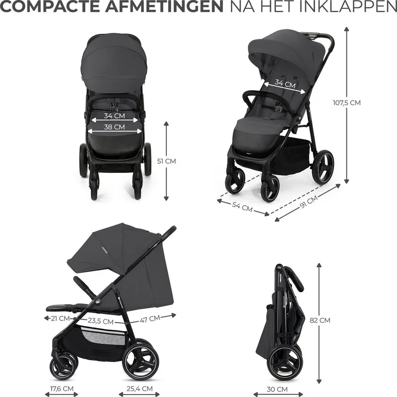TRIG 3 - Buggy - Compact Inklapbaar - Tot 25 kg - Vering by Kinderkraft in Grey – product photo 2 of 4
