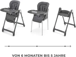 TULO 3-in-1 Meegroei Kinderstoel - Voor 6 Maanden tot 25 kg - Verstelbare Hoogte, Rugleuning en Voetsteun - Afneembare Tafel en 5-Puntsgordel by Kinderkraft in Grey – product photo 2 of 5