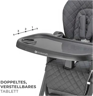 TULO 3-in-1 Meegroei Kinderstoel - Voor 6 Maanden tot 25 kg - Verstelbare Hoogte, Rugleuning en Voetsteun - Afneembare Tafel en 5-Puntsgordel by Kinderkraft in Grey – product photo 5 of 5