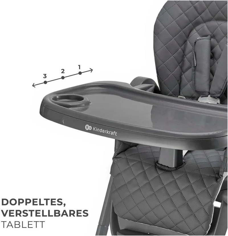 TULO 3-in-1 Meegroei Kinderstoel - Voor 6 Maanden tot 25 kg - Verstelbare Hoogte, Rugleuning en Voetsteun - Afneembare Tafel en 5-Puntsgordel by Kinderkraft in Grey – product photo 5 of 5
