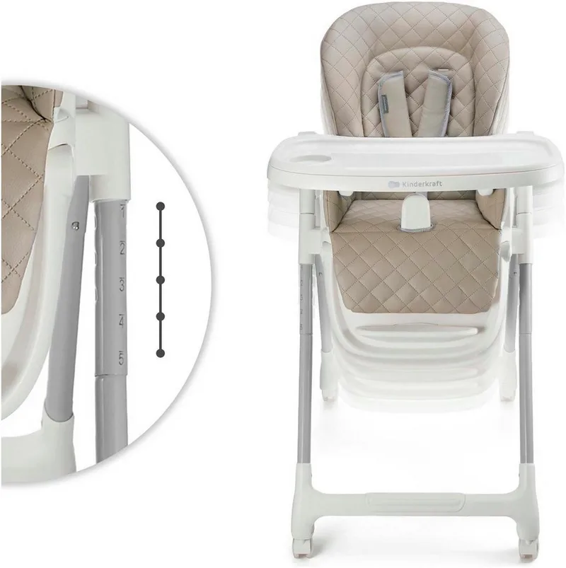 TULO 3-in-1 Meegroei Kinderstoel - Voor 6 Maanden tot 25 kg - Verstelbare Hoogte, Rugleuning en Voetsteun - Afneembare Tafel en 5-Puntsgordel by Kinderkraft in Beige – product photo 3 of 5