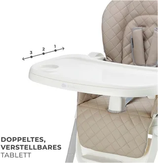 TULO 3-in-1 Meegroei Kinderstoel - Voor 6 Maanden tot 25 kg - Verstelbare Hoogte, Rugleuning en Voetsteun - Afneembare Tafel en 5-Puntsgordel by Kinderkraft in Beige – product photo 5 of 5