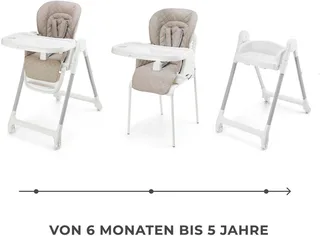 TULO 3-in-1 Meegroei Kinderstoel - Voor 6 Maanden tot 25 kg - Verstelbare Hoogte, Rugleuning en Voetsteun - Afneembare Tafel en 5-Puntsgordel by Kinderkraft in Beige – product photo 2 of 5