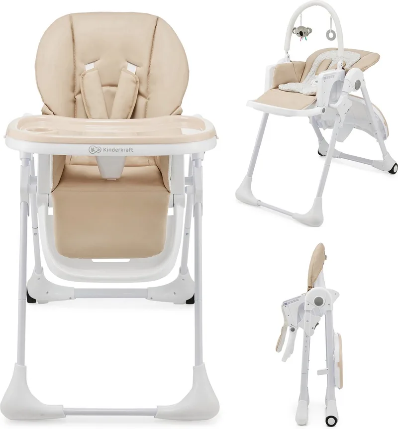 TUMMIE – Kinderstoel 2-in-1 - Verstelbare Zitting en Voetensteun by Kinderkraft in Beige – product photo