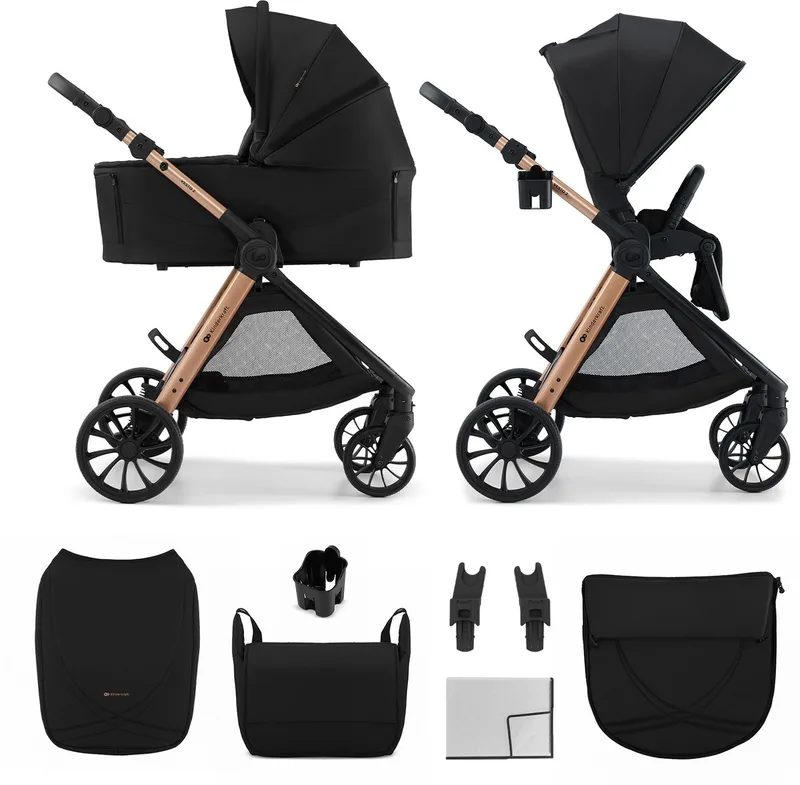VESTO 2 – 2-in-1 kinderwagen – Omkeerbare zitting + 5-punts – Reiswieg 3-zone ventilatie – Accessoireset de Kinderkraft en Zwart – photo produit