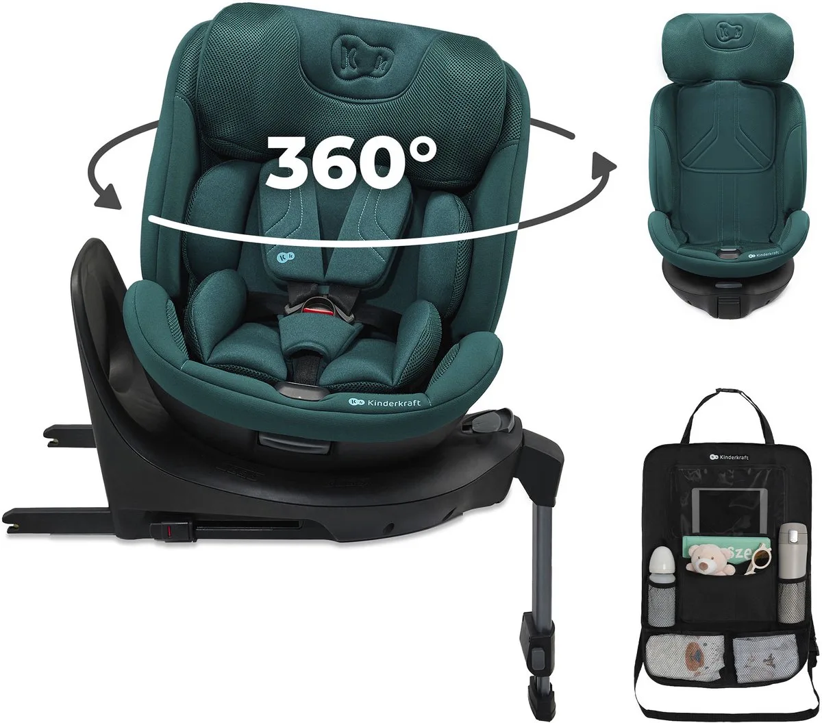 XRIDER 2 - Autostoel - i-Size - ISOFIX - 40-150 cm - incl. auto-organizer de Kinderkraft en Vert foncé – photo produit