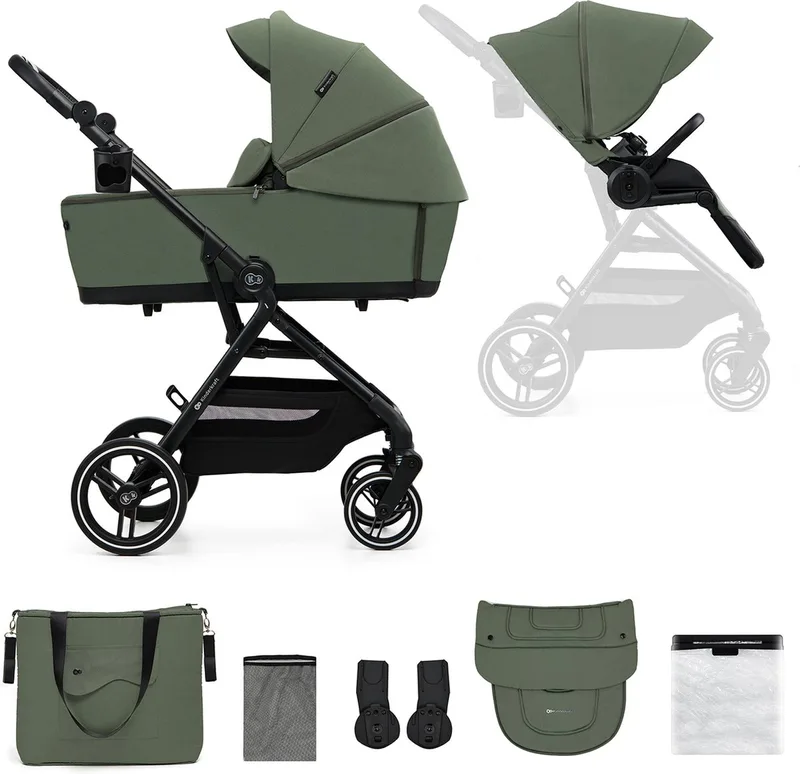 YOXI 2-in-1 Kinderwagen – Met reiswieg – Tot 22 kg – Inklapbaar – Groen fra Kinderkraft i Groente – produktbillede