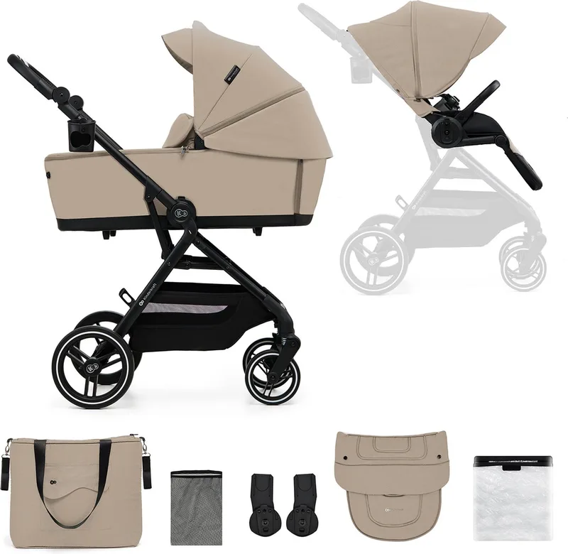 YOXI 2-in-1 Kinderwagen – Tot 27 kg – Verstelbare Rugleuning en Voetensteun by Kinderkraft in Beige – product photo