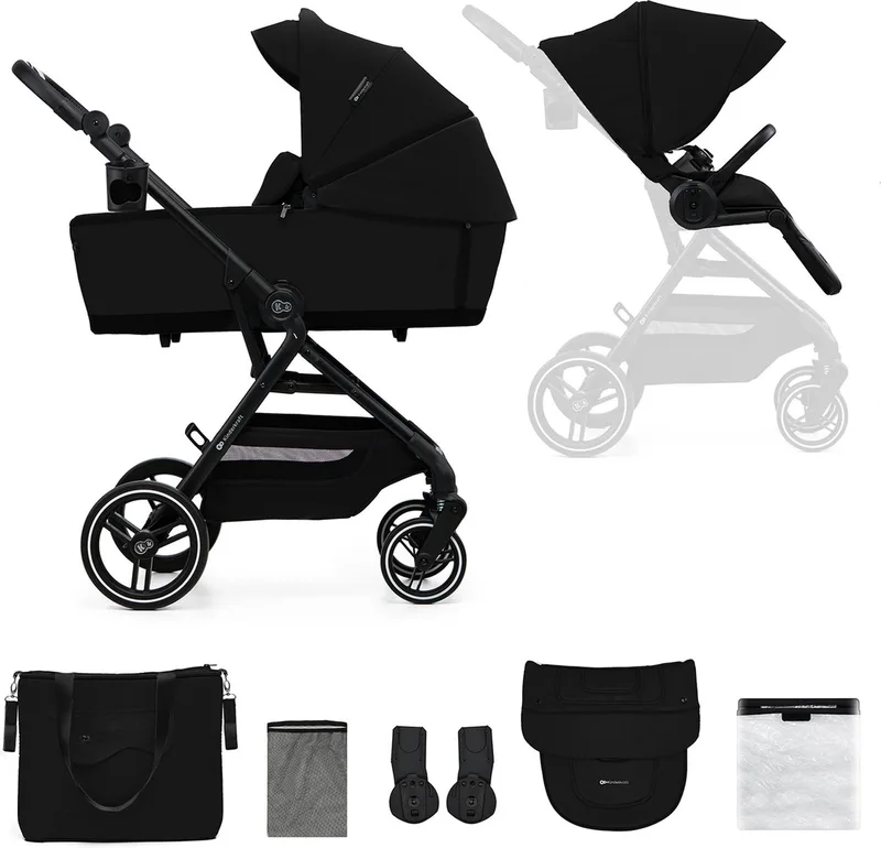 YOXI 2-in-1 Kinderwagen – Van Geboorte tot 27 kg – Omkeerbare zitting - Compact by Kinderkraft in Zwart – product photo