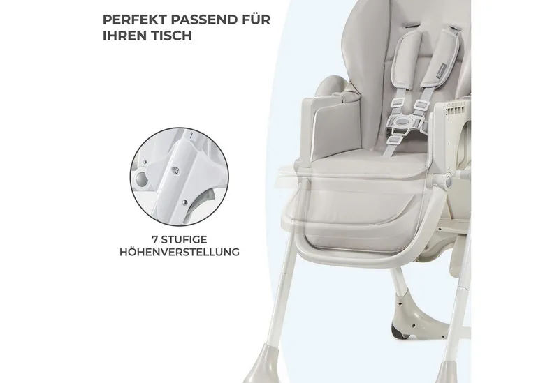 YUMMY Hoge Kinderstoel – Ergonomisch & Comfortabel – Verstelbare Rugleuning & Hoogte – Opvouwbaar – Voetensteun – Afneembaar Eetblad by Kinderkraft in Grey – product photo 3 of 5