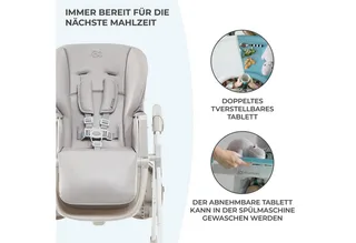 YUMMY Hoge Kinderstoel – Ergonomisch & Comfortabel – Verstelbare Rugleuning & Hoogte – Opvouwbaar – Voetensteun – Afneembaar Eetblad by Kinderkraft in Grey – product photo 4 of 5