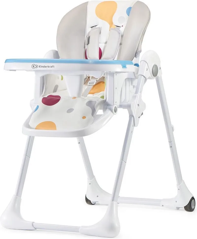 YUMMY Hoge Kinderstoel – Ergonomisch & Comfortabel – Verstelbare Rugleuning & Hoogte – Opvouwbaar – Dubbel Eetblad Verwijderbaar van Kinderkraft in Meerkleurig – productfoto