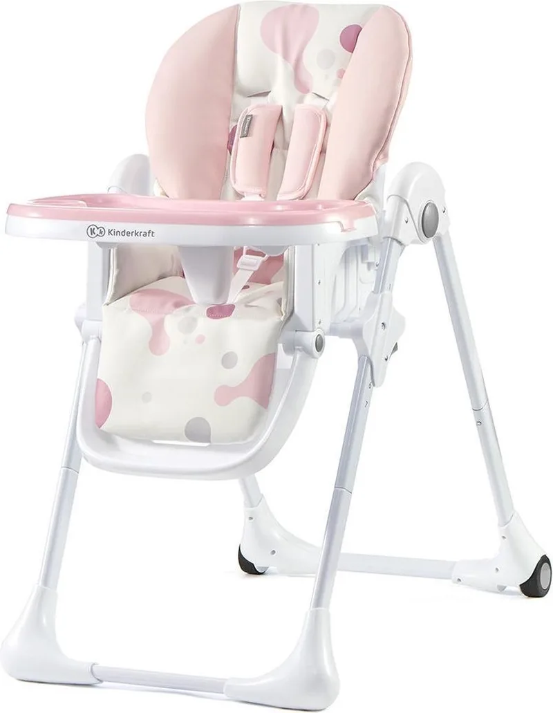 YUMMY Hoge Kinderstoel – Ergonomisch & Verstelbaar – Opvouwbaar met Voetensteun en Dubbel Eetblad från Kinderkraft i Roze – produktbild