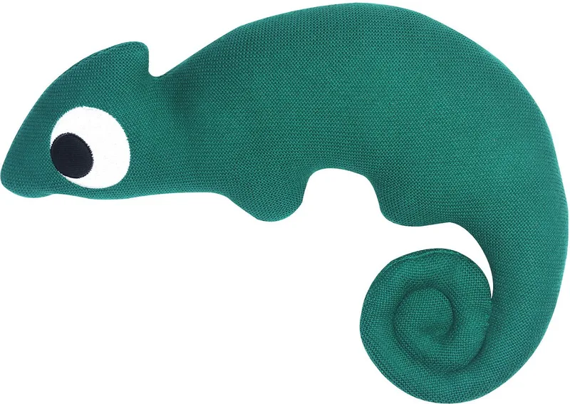 Grote Knuffel Kameloen - Gebreid - Hoogwaardig 100% Katoen - OEKO-TEX® Gecertificeerd - 38 x 23 x 9 cm van Kindsgut in Kameleon – productfoto