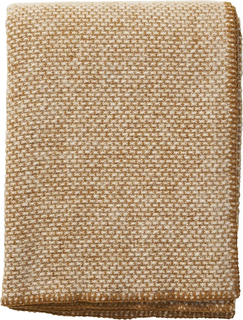 ledikantdeken - Domino- 100% eco wol- 130x90 cm van Klippan in Caramel – productfoto