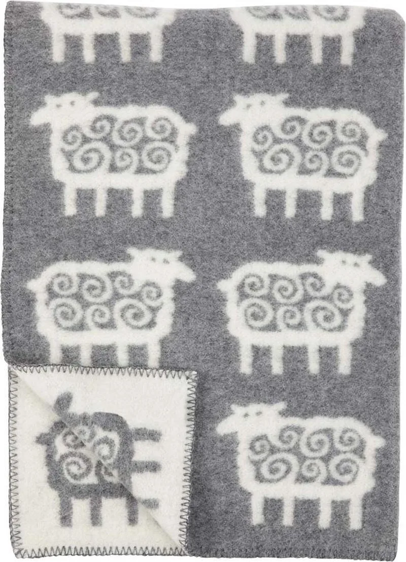 Ledikantdeken eco lamswol schaap antraciet-wit -130x90cm de Klippan en Anthracite – photo produit