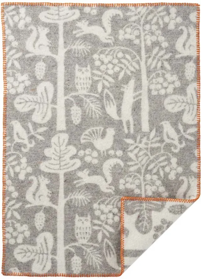 recyled wool wiegdeken 65x90cm Tree Climbers grijs