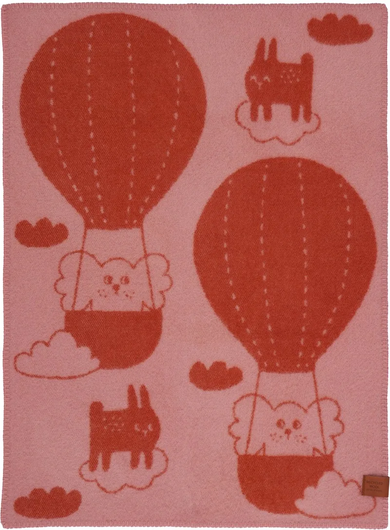 wiegdeken Balloon pink/rust, 50% recycled wool/50% lambswool de Klippan en Rose, Roest – photo produit