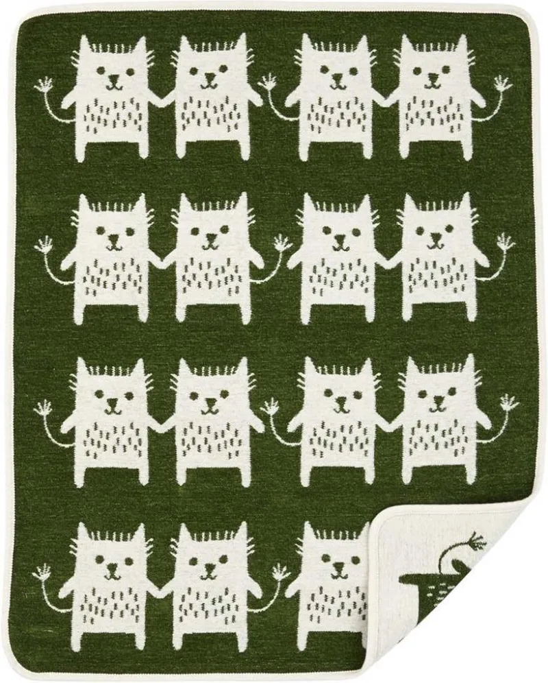 wiegdeken chenille katoen little me - 70x90cm de Klippan en Vert – photo produit