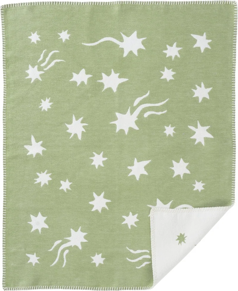 wiegdeken eco katoen Shooting Star faded sage by Klippan in Salie groen – product photo